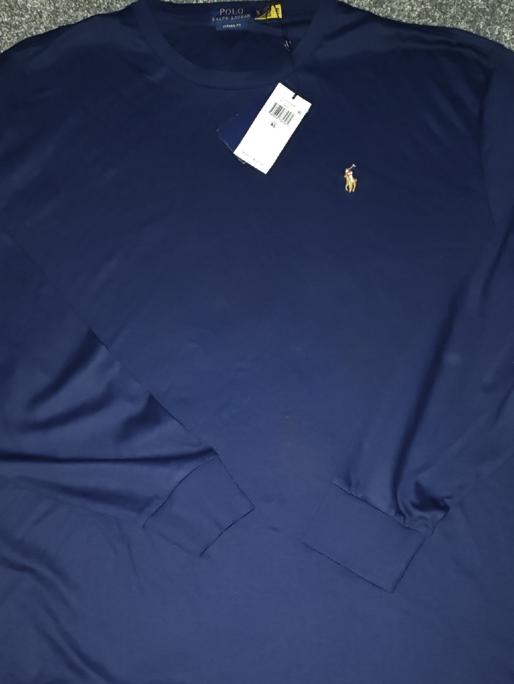 Polo by Ralph Lauren Navy Long-Sleeve Crewneck with Gold Pony